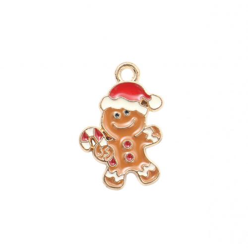 Zinklegierung Weihnachten Anhänger, Lebkuchenmann, goldfarben plattiert, Weihnachts-Design & DIY & Emaille, 19.70x13x1.30mm, verkauft von PC