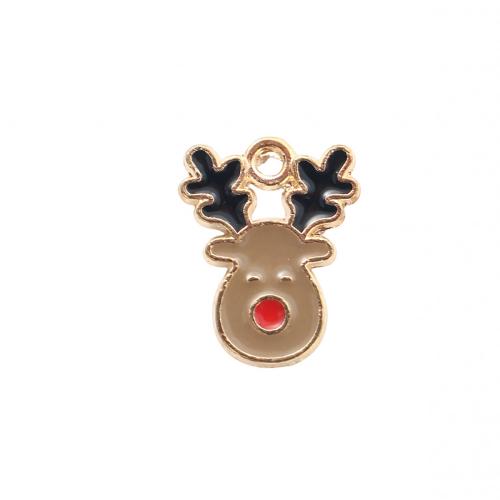 Zinklegierung Weihnachten Anhänger, Weihnachtselch, goldfarben plattiert, DIY & Emaille, 17.40x13.60x1.30mm, verkauft von PC