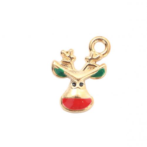 Zinklegierung Weihnachten Anhänger, Weihnachtselch, goldfarben plattiert, DIY & Emaille, 16.50x12.60x3mm, verkauft von PC