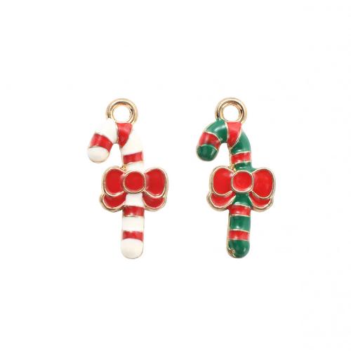 Zinklegierung Weihnachten Anhänger, Weihnachten Zuckerstange, goldfarben plattiert, DIY & Emaille, keine, 20.90x10.30x1.80mm, verkauft von PC