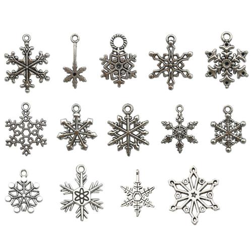 Pendentifs Noël en alliage de zinc, flocon de neige, Plaqué de couleur d'argent, Conception de Noël & DIY & styles différents pour le choix, Vendu par PC