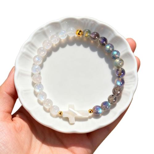 Cuarzo natural Pulsera, con aleación de zinc, Cruces, hecho a mano, Diseño de Navidad & para mujer, diámetro interior:aproximado 60mm, Vendido por UD