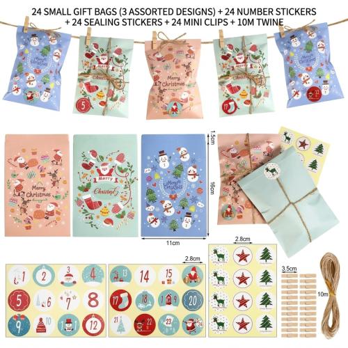 Weihnachtsgeschenkbeutel, Papier, Drucken, DIY, gemischte Farben, 255x130x18mm, 24PCs/setzen, verkauft von setzen