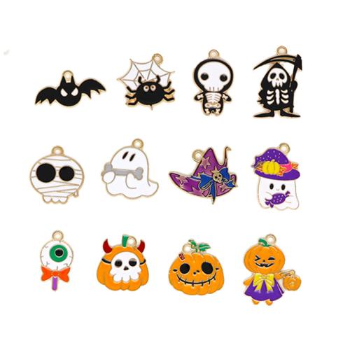Moda colgante de Halloween, aleación de zinc, chapado en color dorado, Bricolaje & Joyería de Halloween & diferentes estilos para la opción & esmalte, Vendido por UD