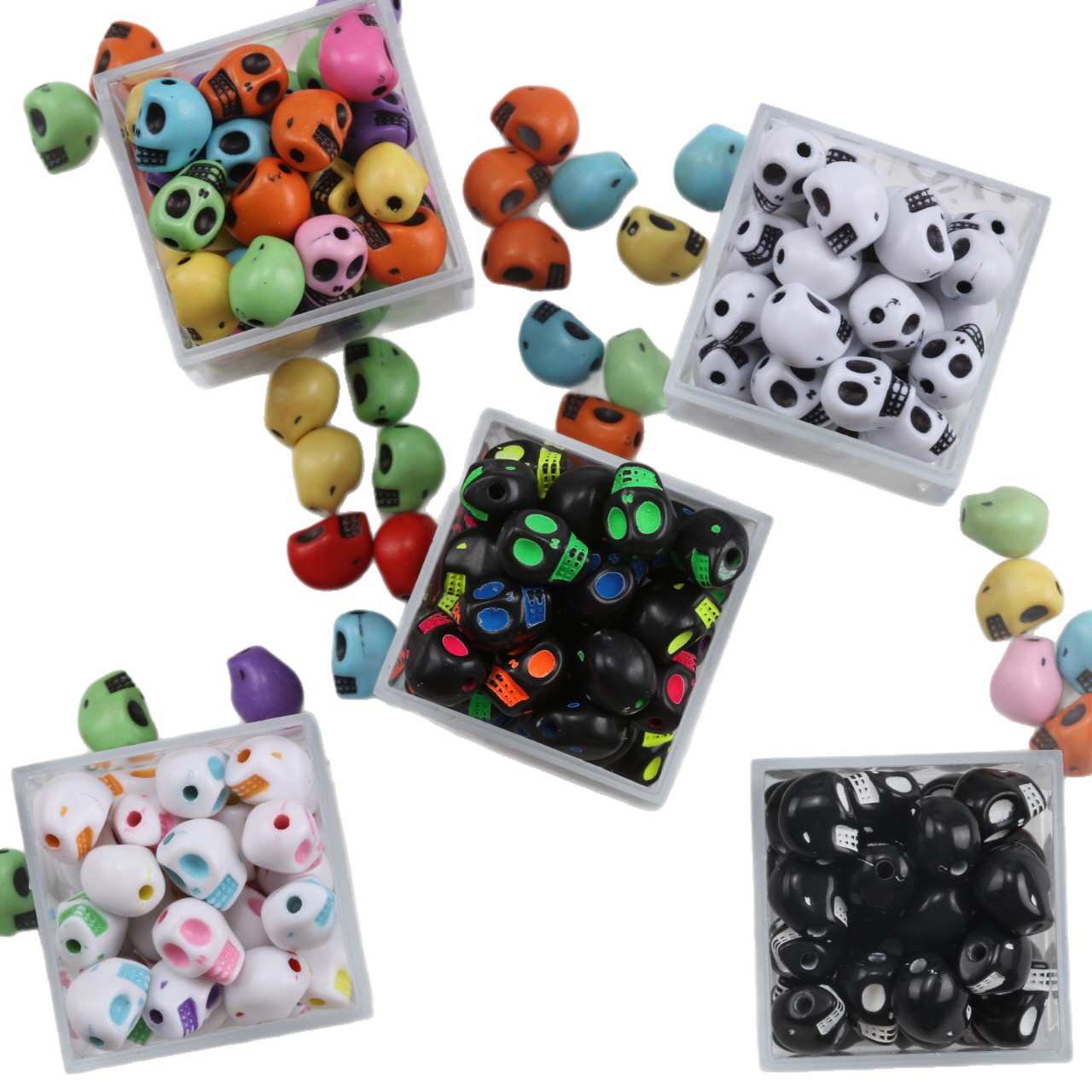 Acrylic Beads, Skull, DIY & Halloween Jewelry Gift & enamel, more colors for choice, 8x10mm, Sold By PC
