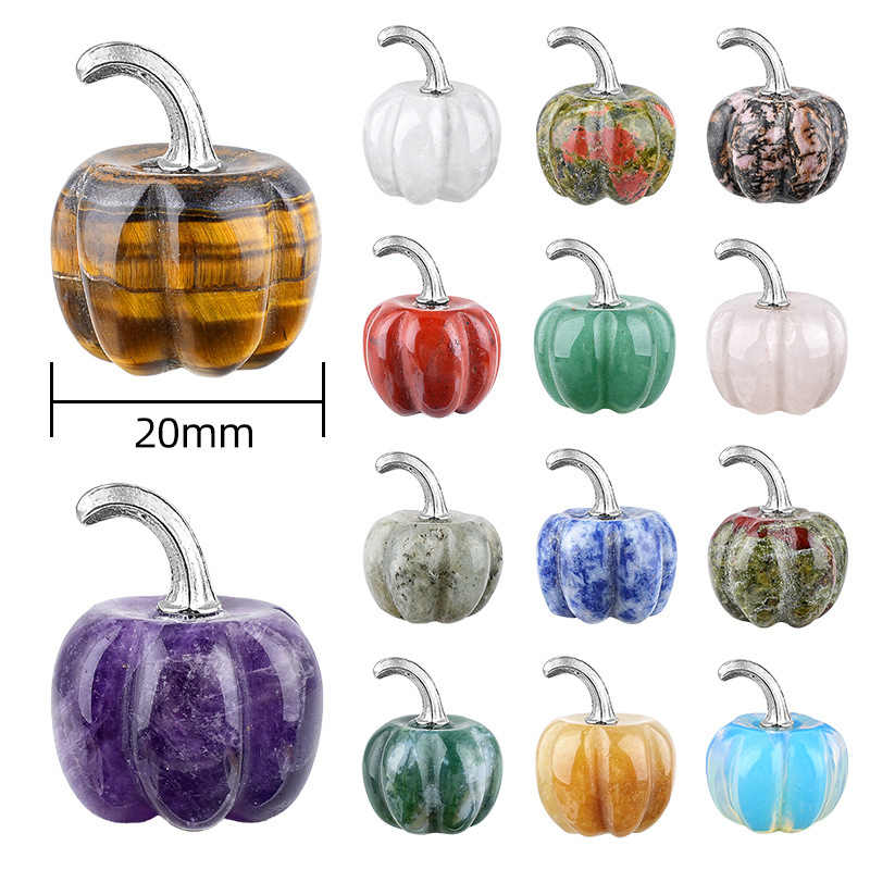 Gemstone Decoration, Pumpkin, Carved, DIY & different materials for choice & Halloween Jewelry Gift, 15x20mm, Sold By PC