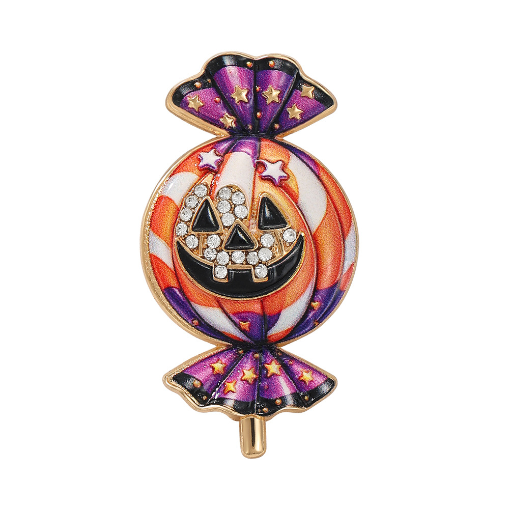 Zinc Alloy Brooch, Candy, gold color plated, Halloween Jewelry Gift & enamel & with rhinestone, 55x30mm, Sold By PC