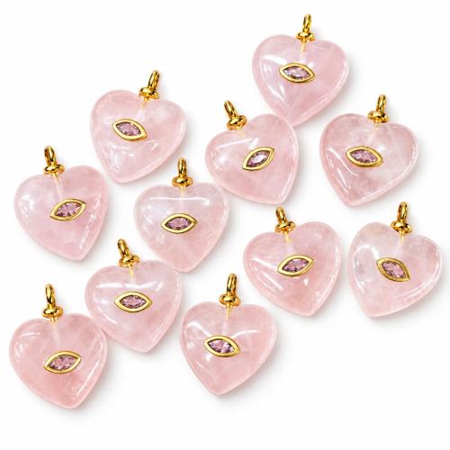 Gemstone Jewelry Pendants, with Tibetan Style, Heart, plated, DIY & different materials for choice & with rhinestone, 20mm, Sold By PC
