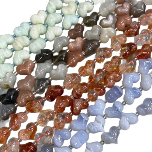 Gemstone Jewelry Beads, Heart, hand polished, DIY & different materials for choice, 10x13mm, Approx 12PCs/Strand, Sold By Strand
