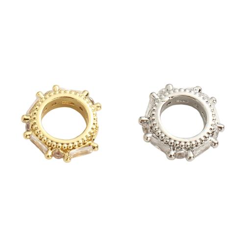 Brass Spacer Beads, plated, DIY & micro pave cubic zirconia, more colors for choice, 10.50x3mm, Hole:Approx 5.8x3mm, Sold By PC