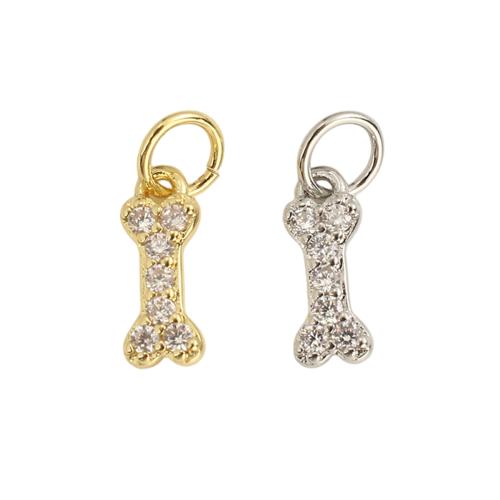 Cubic Zirconia Micro Pave Brass Pendants, Dog Bone, plated, DIY & micro pave cubic zirconia, more colors for choice, 10.50x4.20x2.10mm, Hole:Approx 3.5mm, Sold By PC