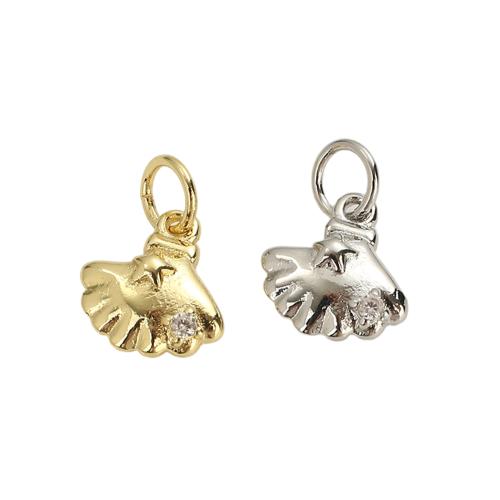 Cubic Zirconia Micro Pave Brass Pendants, Shell, plated, DIY & micro pave cubic zirconia, more colors for choice, 9.50x9x3.40mm, Hole:Approx 3.5mm, Sold By PC