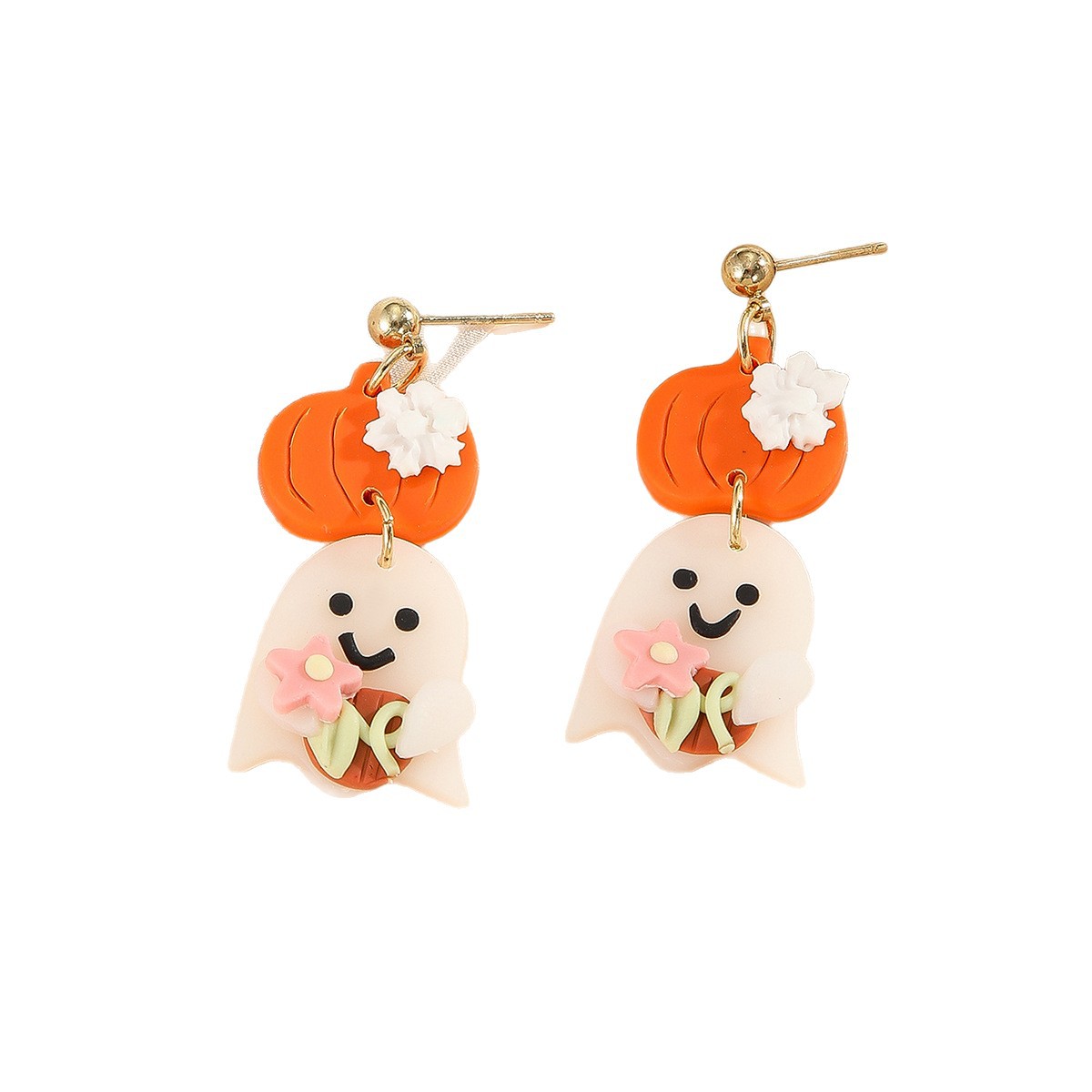Polymer Clay Drop Earring, Ghost, handmade, Halloween Jewelry Gift & for woman, more colors for choice, , Sold By Pair