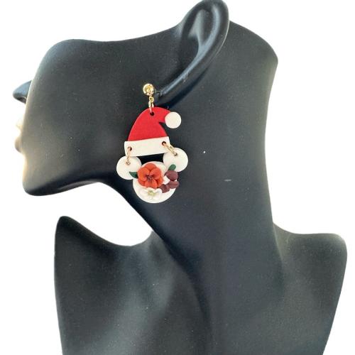 Polymer Clay Drop Earring, handmade, Christmas jewelry & different styles for choice & for woman, Sold By Pair