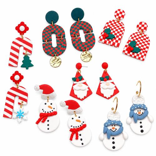 Polymer Clay Drop Earring, with Stainless Steel, handmade, Christmas jewelry & different styles for choice & for woman, Sold By Pair