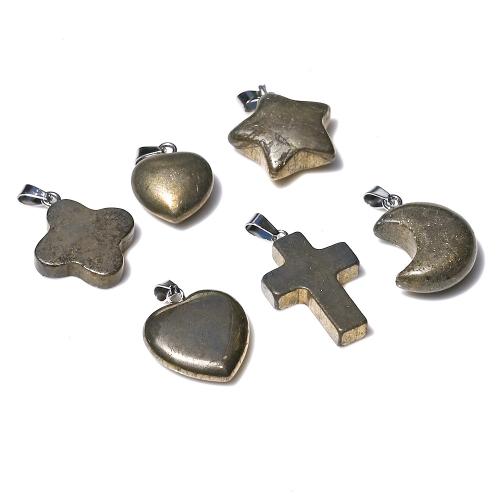 Gemstone Jewelry Pendants, Golden Pyrite, DIY & different styles for choice, Sold By PC