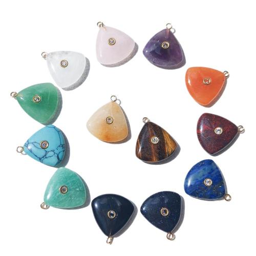 Gemstone Jewelry Pendants, Triangle, DIY & different materials for choice & with rhinestone, 20x6mm, Sold By PC