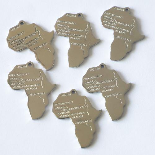 Stainless Steel Pendants, 304 Stainless Steel, Map, polished, DIY & different styles for choice, original color, 31x25x1.50mm, Sold By PC