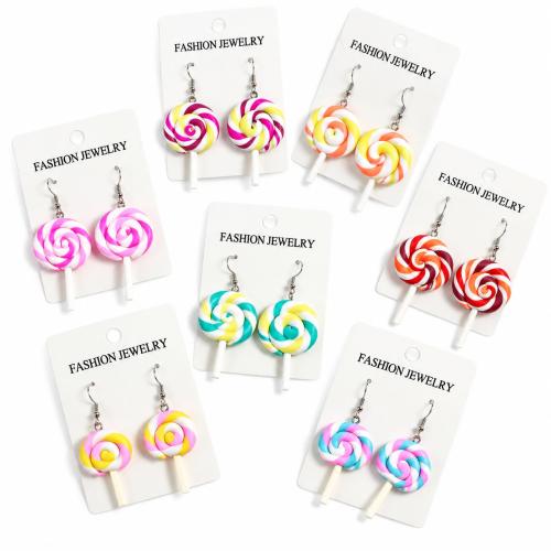Resin Drop Earring, Lollipop, cute & for woman, more colors for choice, 28x47mm, Hole:Approx 3mm, Sold By Pair