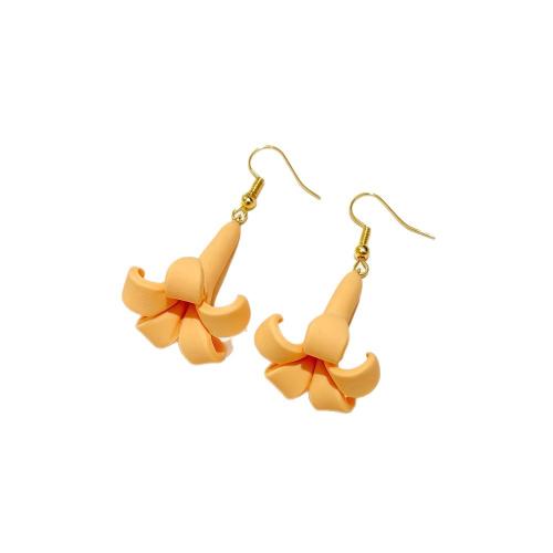 Polymer Clay Drop Earring, with 304 Stainless Steel, Flower, handmade, 3D effect & for woman, more colors for choice, 25x47mm, Sold By Pair