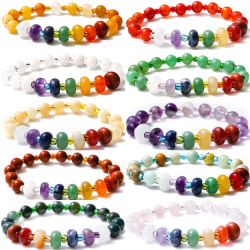 Piedras preciosas Pulsera, hecho a mano, diferentes materiales para la opción & unisexo, abacus beads approximately 5*8mm / round beads approximately 8mm, longitud:aproximado 18 cm, Vendido por UD