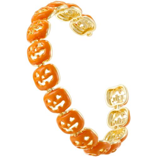 Brass Cuff Bangle, Pumpkin, gold color plated, Halloween Jewelry Gift & for woman & enamel, Inner Diameter:Approx 55mm, Sold By PC