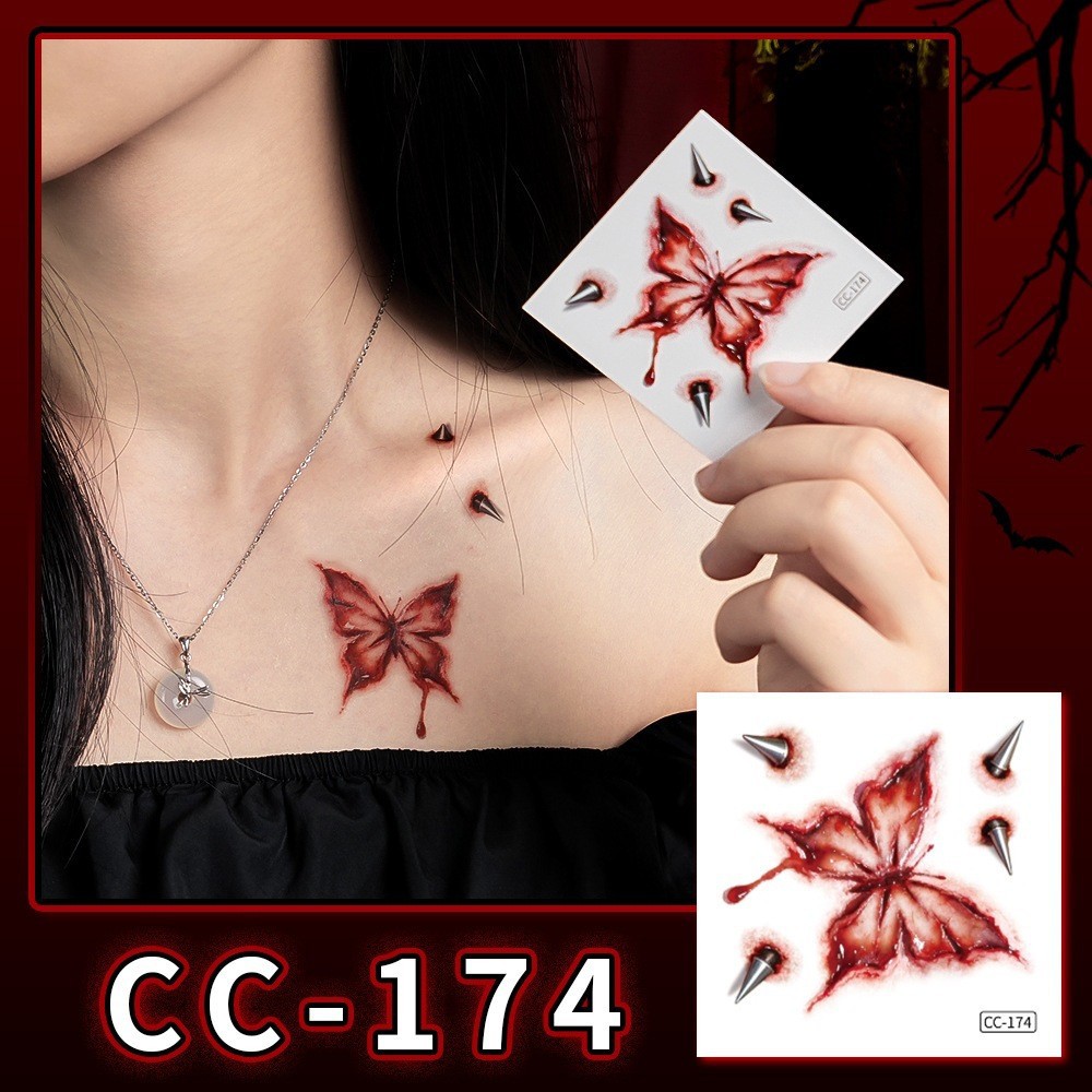 Water-Slide Paper Tattoo Sticker, water transfer painting, Halloween Design & Unisex, more colors for choice, 60x60mm, Sold By PC