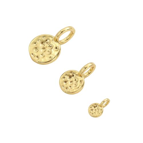 Brass Jewelry Pendants, Flat Round, real gold plated, DIY & different size for choice & hammered, Hole:Approx 3.5mm, Sold By PC