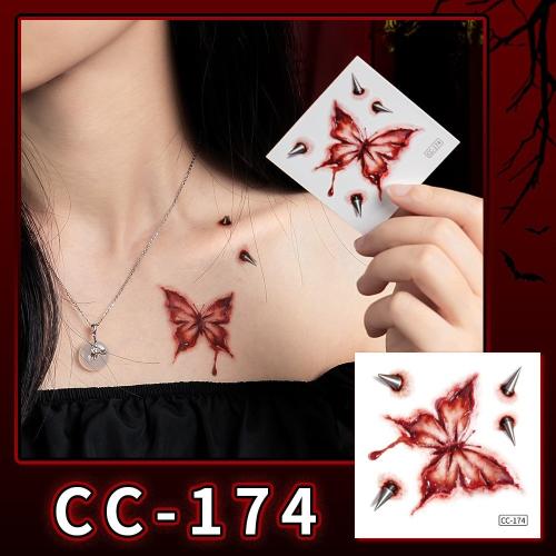 Diapositiva de agua papel etiqueta engomada del tatuaje, chapado en agua trasferente, Diseño de Halloween & unisexo, más colores para la opción, 60x60mm, Vendido por UD