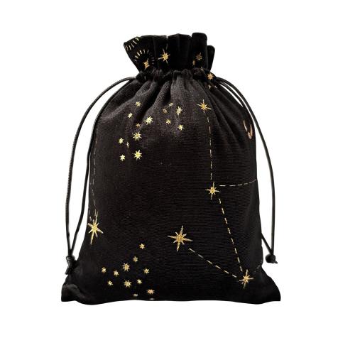 Baumwollsamt Drawstring Tasche, Epoxidharzklebstoff, Staubdicht & mit einem Muster von Stern, schwarz, 130x180mm, verkauft von PC