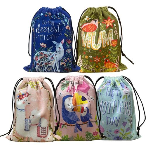 Baumwollsamt Drawstring Tasche, mit Leinen, Kunstdruck, Tragbar & Staubdicht, keine, 130x180mm, verkauft von PC