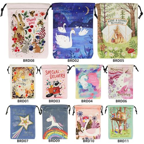 Baumwollsamt Drawstring Tasche, mit Leinen, Kunstdruck, Tragbar & Staubdicht, keine, 130x180mm, verkauft von PC