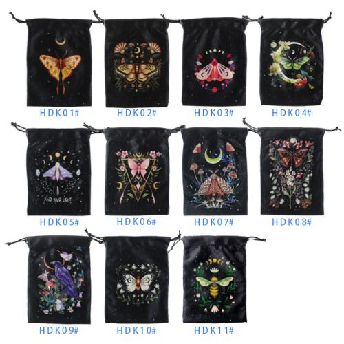 Baumwollsamt Drawstring Tasche, Rechteck, Kunstdruck, Tragbar & Staubdicht & Weihnachts-Design & doppelseitig, keine, 130x180mm, verkauft von PC