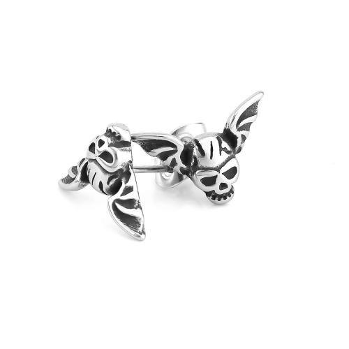 Acier titane boucle d oreille dormeuse, crane, Vintage & pour femme, couleur originale, 12x16mm, Vendu par paire