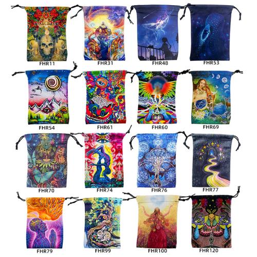 Baumwollsamt Drawstring Tasche, Rechteck, Kunstdruck, Staubdicht & doppelseitig, keine, 130x180mm, verkauft von PC