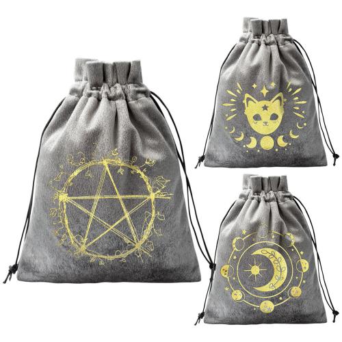 samt Drawstring Tasche, Kunstdruck, verschiedene Muster für Wahl, grau, 130x180mm, verkauft von PC