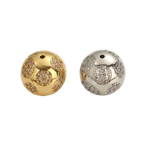 Brass Spacer Beads, Round, plated, DIY & micro pave cubic zirconia, more colors for choice, 18.90mm, Hole:Approx 2mm, Sold By PC