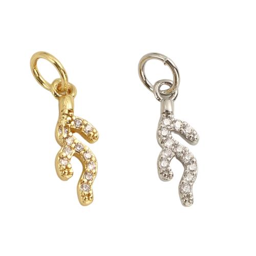 Cubic Zirconia Micro Pave Brass Pendants, plated, DIY & micro pave cubic zirconia, more colors for choice, 13.80x4.80x1.80mm, Hole:Approx 3.5mm, Sold By PC