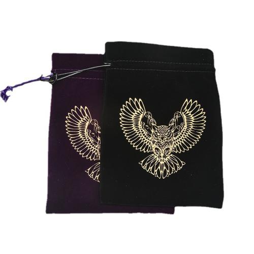 Baumwollsamt Drawstring Tasche, Rechteck, Kunstdruck, Staubdicht & verschiedene Muster für Wahl, schwarz, 130x180mm, verkauft von PC