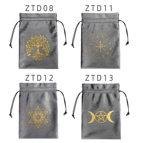 samt Drawstring Tasche, Rechteck, Kunstdruck, Tragbar & verschiedene Muster für Wahl, silbergrau, 130x180mm, verkauft von PC
