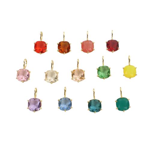 Cubic Zirconia Brass Pendants, Geometrical Pattern, real gold plated, DIY & with cubic zirconia, more colors for choice, 23.50x13.60x6.40mm, Hole:Approx 8x6mm, Sold By PC