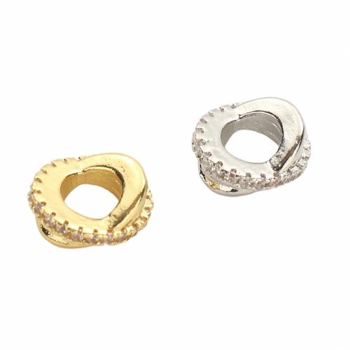 Messing Zwischenperlen, plattiert, DIY & Micro pave Zirkonia, keine, 9.60x8.30x4.50mm, Bohrung:ca. 4.5mm, verkauft von PC