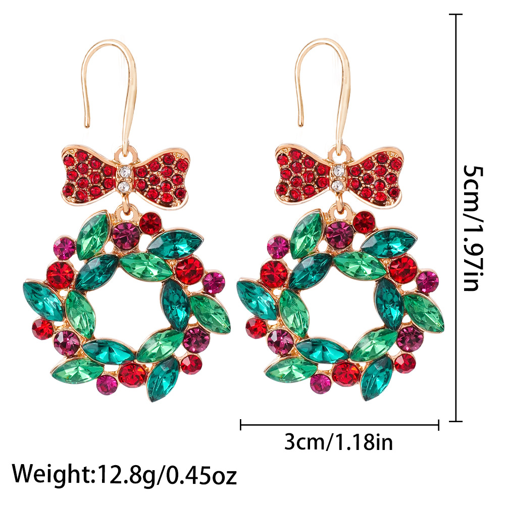 Zinc Alloy Drop Earring, with Plastic Pearl, Bowknot, plated, Christmas Design & micro pave cubic zirconia & for woman, more colors for choice, , Sold By Pair