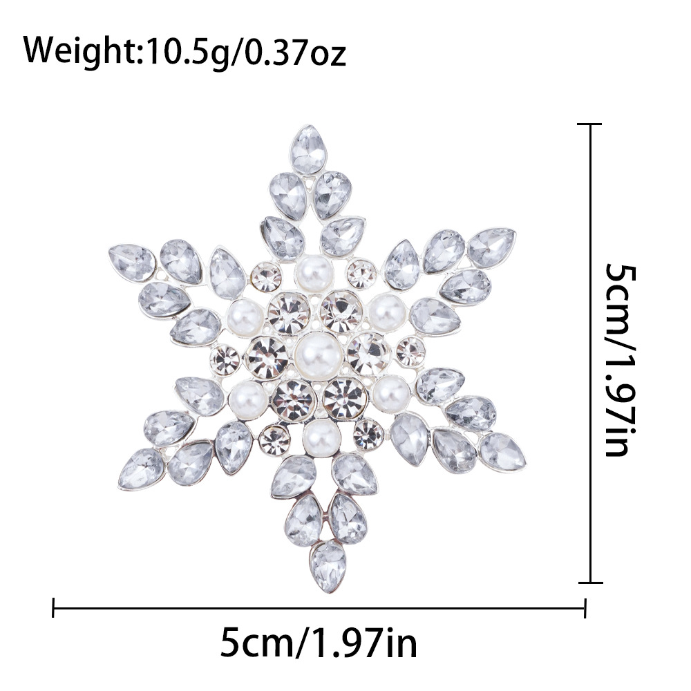Zinc Alloy Brooch, Snowflake, plated, for woman & with rhinestone, clear, 50x50mm, Sold By PC