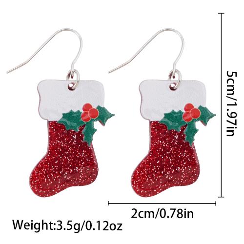 Acrylique Boucle d'oreille goutte, chaussette de noël, Impression, bijoux de mode & pour femme, 20x50mm, Vendu par paire