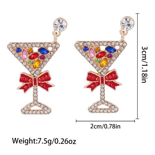 alliage de zinc Boucle d'oreille goutte, tasse, Placage, pour femme & émail & avec strass, Vendu par PC