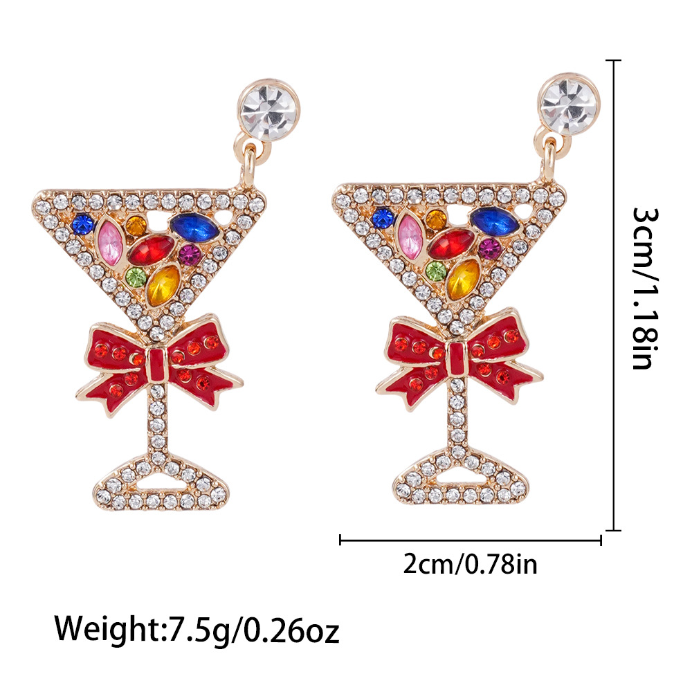 Zinc Alloy Drop Earring, Cup, plated, for woman & enamel & with rhinestone, , Sold By PC