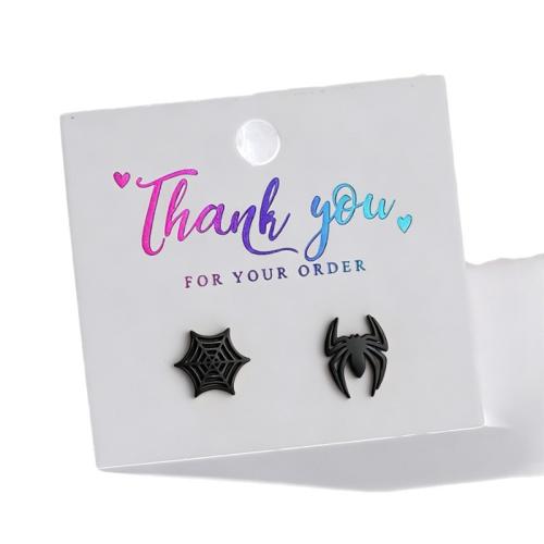 304 Edelstahl Asymmetrische Ohrstecker, Spinne, plattiert, Design für Halloween & für Frau, keine, verkauft von Paar