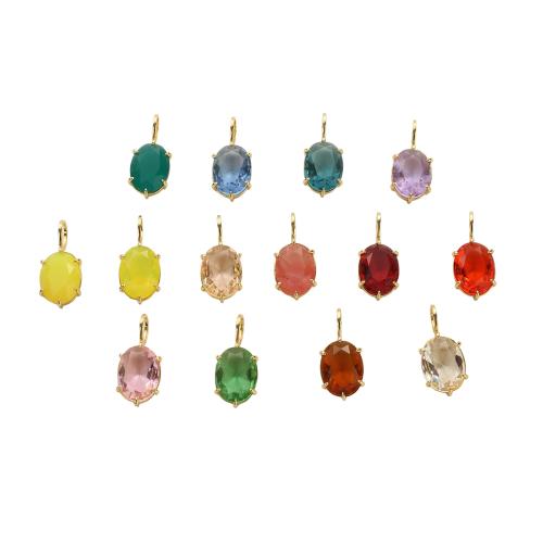 Pendentifs en laiton zircon cubique (CZ), ovale, Plaqué d'or, DIY & avec zircone cubique, plus de couleurs à choisir, 27.90x12.30x6.50mm, Trou:Environ 8x6mm, Vendu par PC