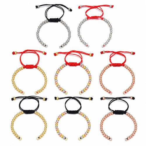 Brass Bracelet, with Milan Cord, plated, Unisex & adjustable, more colors for choice, beads size 3mm, Length:Approx 22 cm, 10PCs/Bag, Sold By Bag
